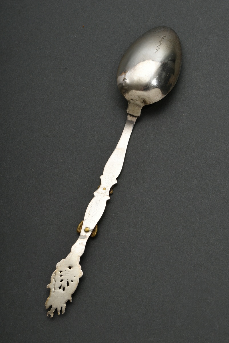 Ottoman ceremonial spoon with sultan's flag, sculptured dove and rose, Turkey 19th century, unknown - Image 2 of 6