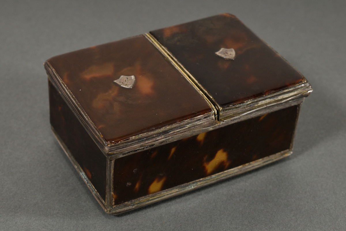 A tortoiseshell double tray with silver mounting and 2 silver monogram cartouches "P" and "L" on th