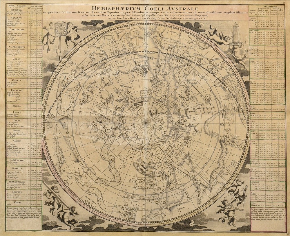 2 Doppelmayr, Johann Gabriel (1677-1750) ‘Hemisphaerium Coeli Australe...’ and ‘Hemisphaerium coeli - Image 3 of 7