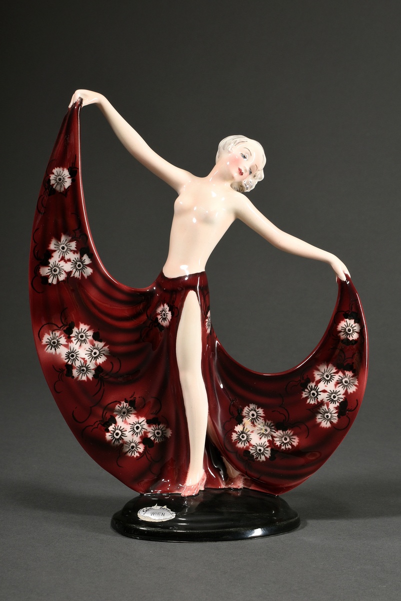 Goldscheider figurine ‘Dancer’, ceramic colour painted and glazed, on the base verso sign. ‘Lorenzl
