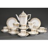 15 Piece KPM Mocha service for 6 people "Kurland" with rich gold decoration