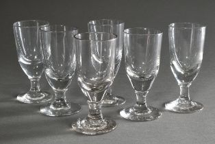 6 Rustikale Gläser in schlichter Façon, H. 15-15,5cm, Ø 7cm, min. best.