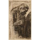 Kollwitz, Käthe (1867-1945) ‘Mourning Man (memorial sheet for Karl Liebknecht)’ 1919, etching, embo