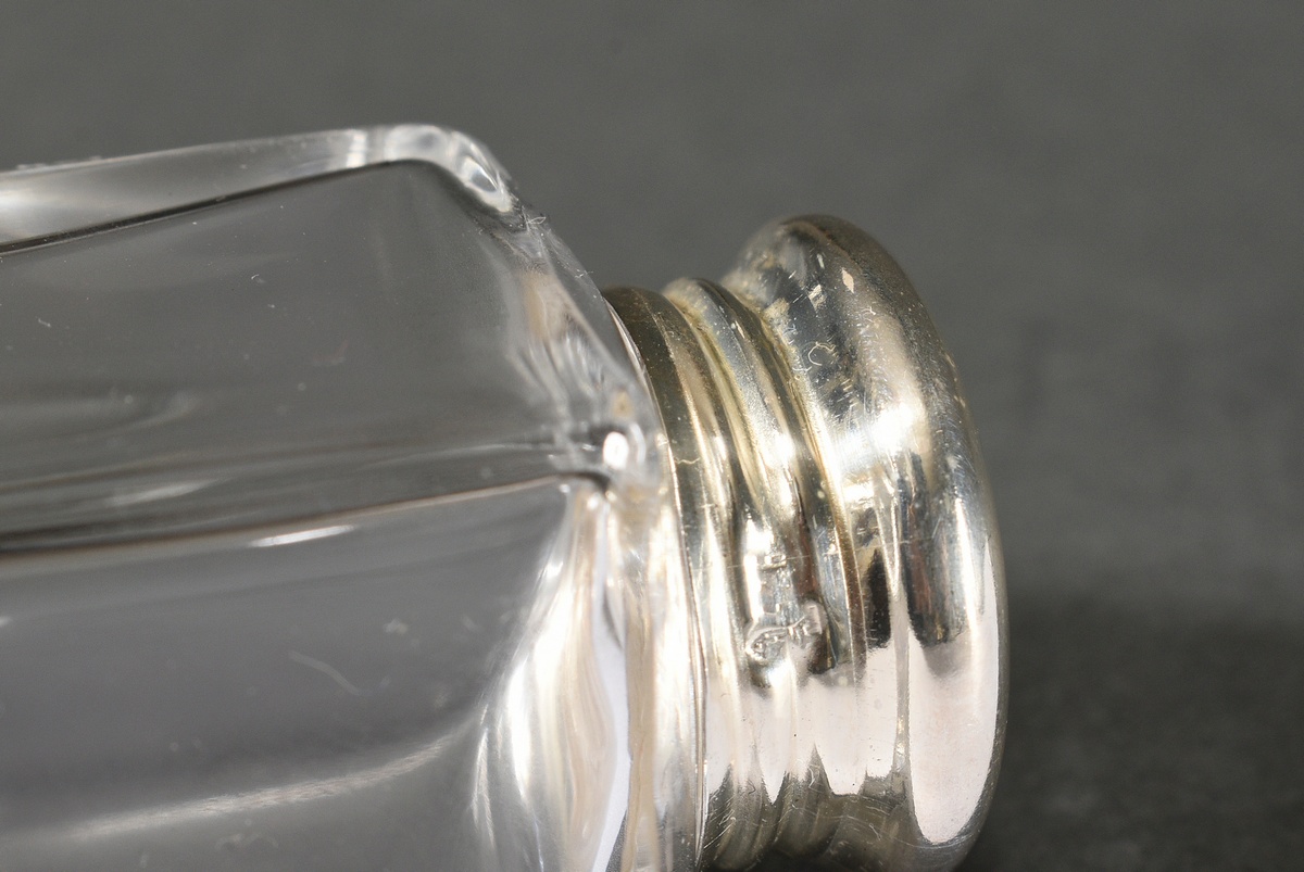 8 Square glass salt cellar with silver 925 screw cap, h. 4.1cm - Image 3 of 3