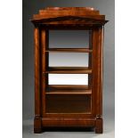 Biedermeier display cabinet in classical form, three-sided glazed body with full columns on the sid