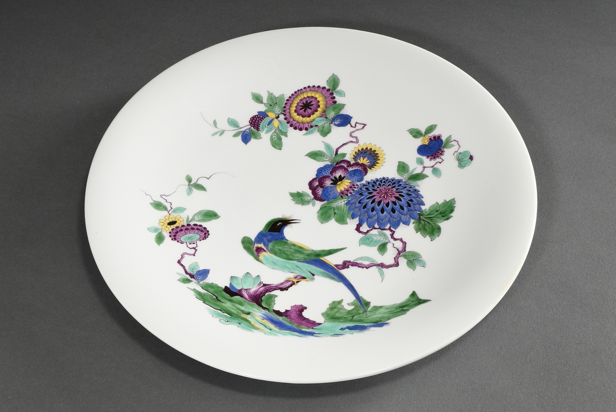 Large Meissen plate with smooth rim "Indian painting with rock and bird", after 1950, painter no.:  - Image 2 of 6