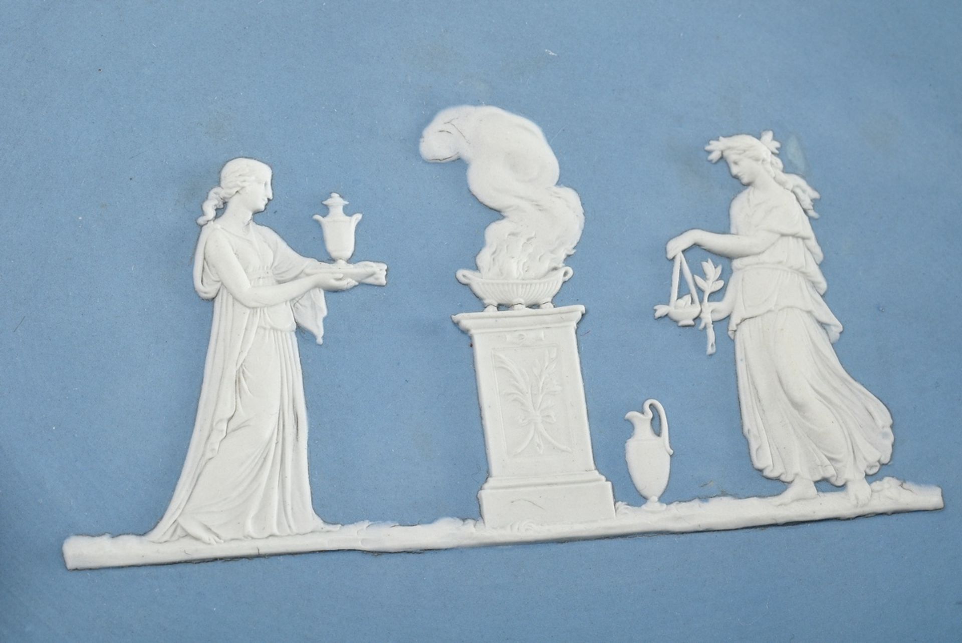 3 Various pieces of Wedgwood Jasperware Solitaire with classic bisque porcelain reliefs on a light  - Image 3 of 8