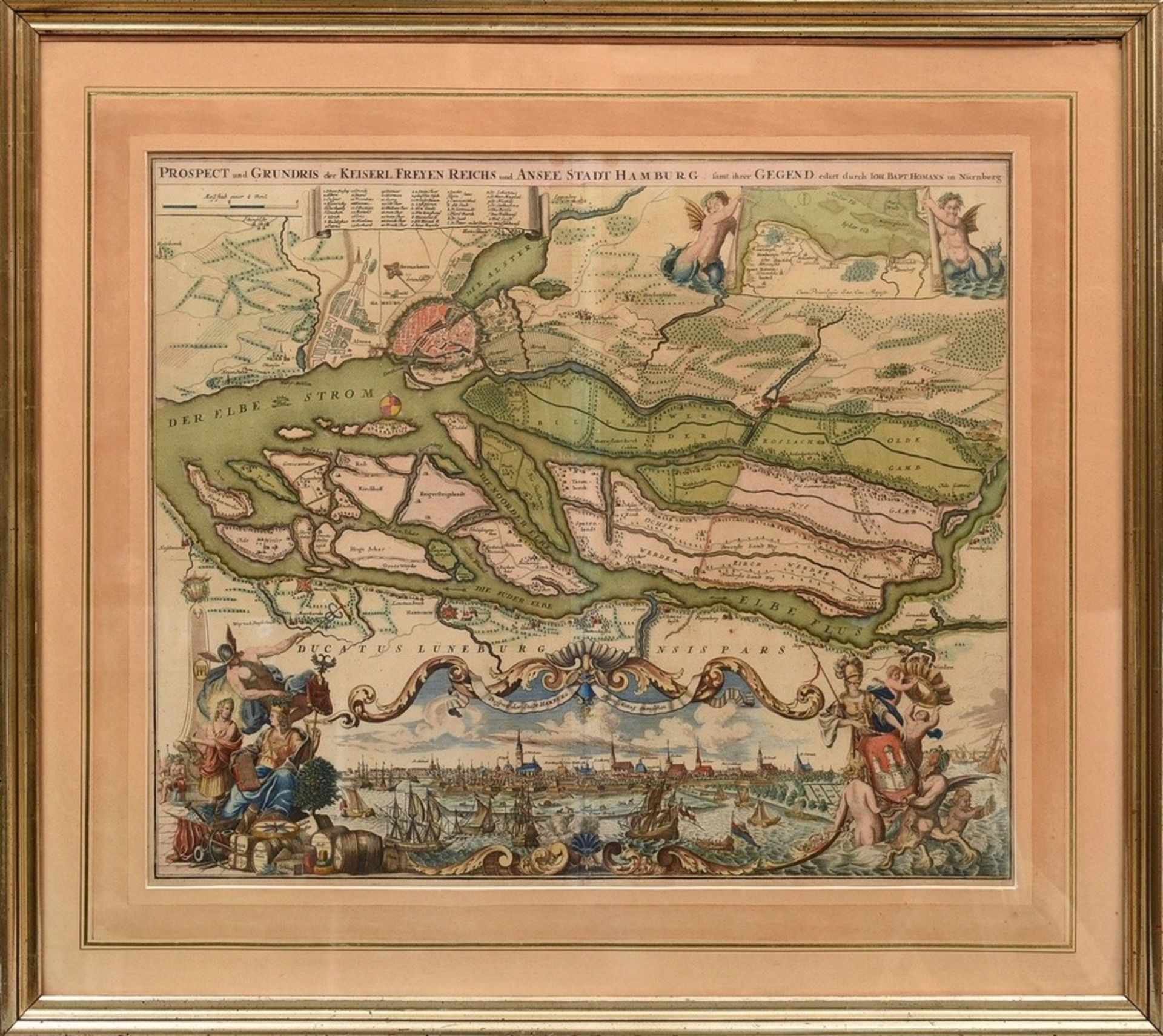 Homann, Johann Baptist (1664-1724) "Prospect und Grundris der Keiserl. Freyen Reichs und Ansee Stad - Bild 2 aus 7