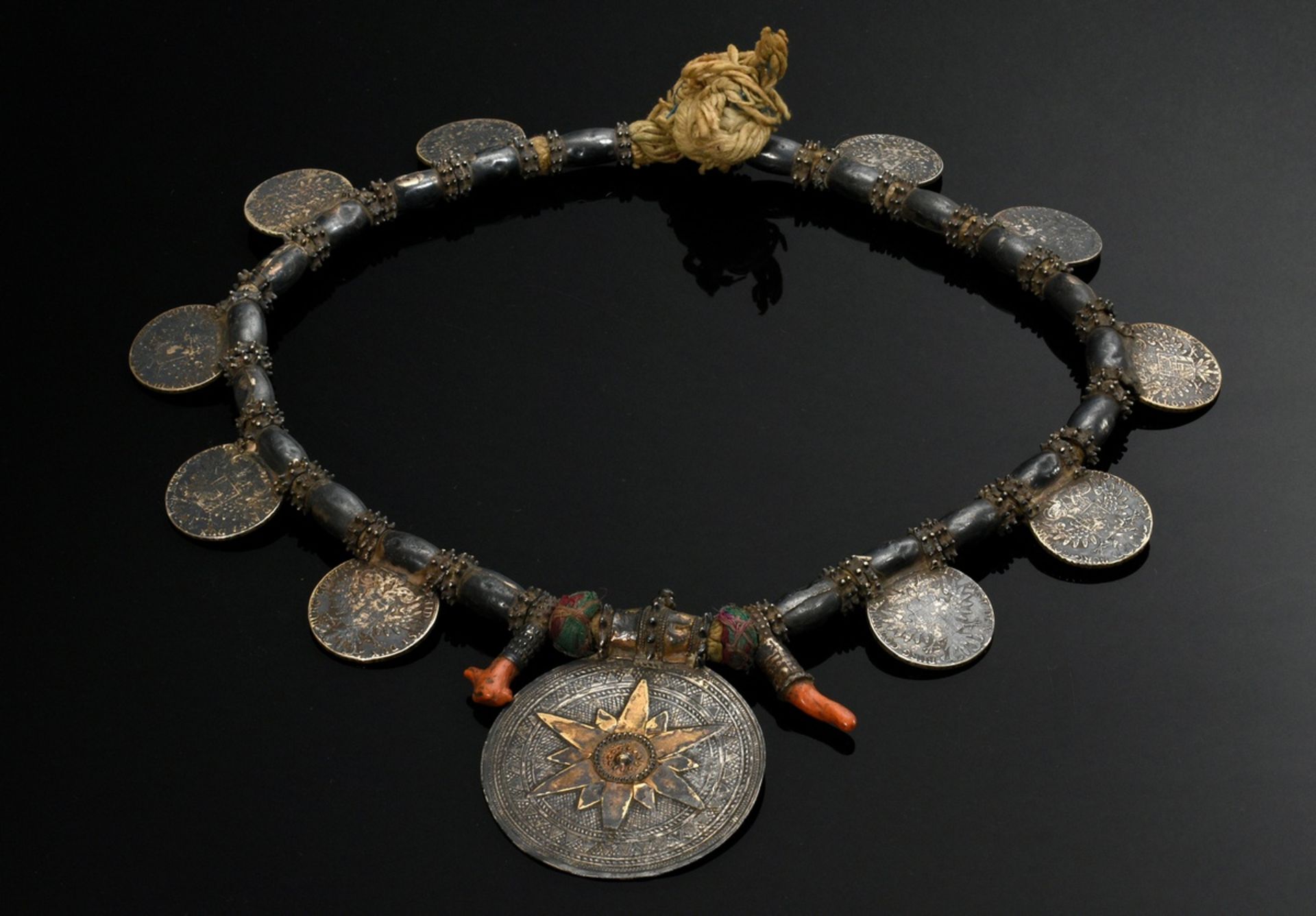 2 Various necklaces "Hirz" or "Sumpt", Oman Wahiba sand Bedouins, large spiked beads with Maria The - Image 13 of 14
