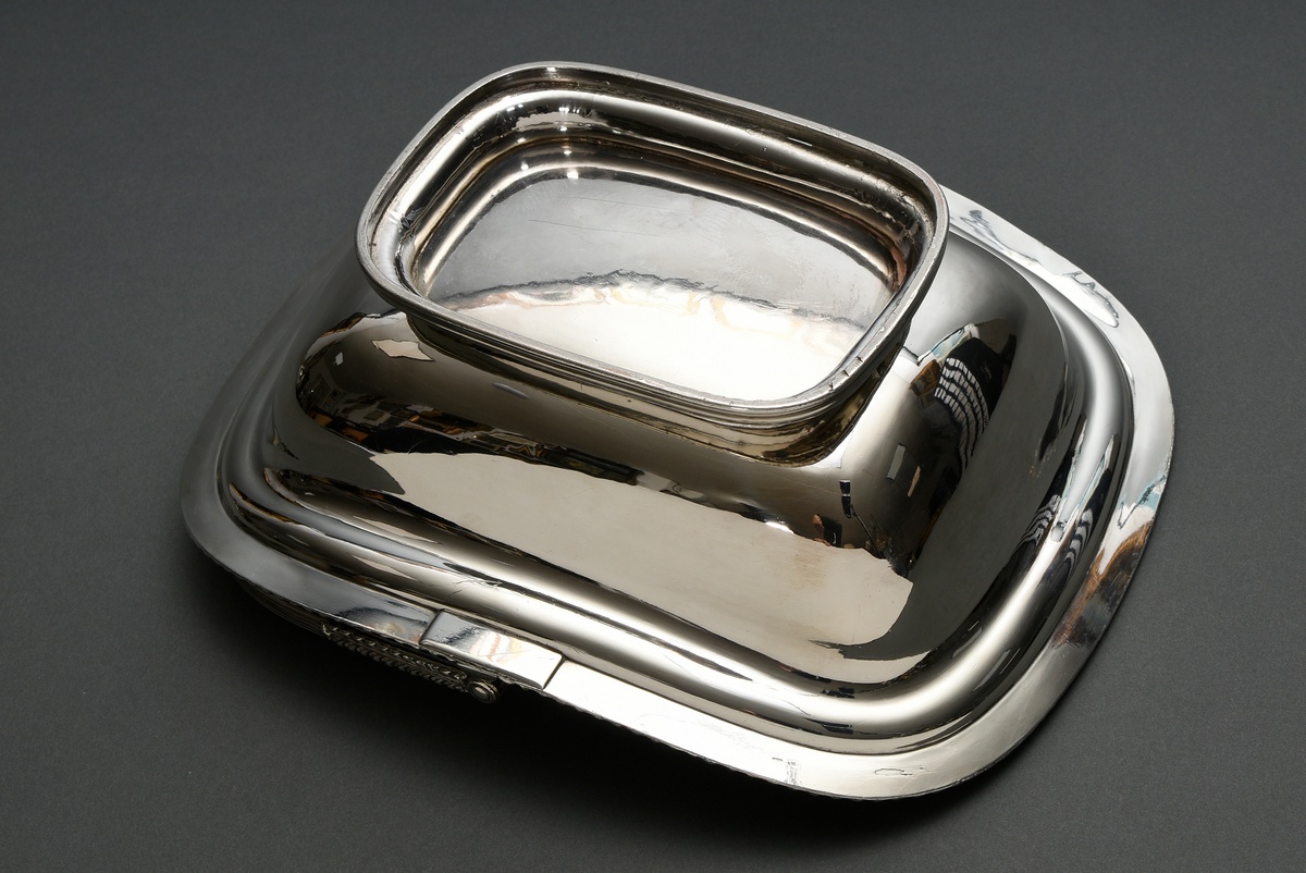 Large silver-plated pastry or fruit basket with hinged handle and grooved rim, engraved ‘Habsburg d - Image 8 of 8