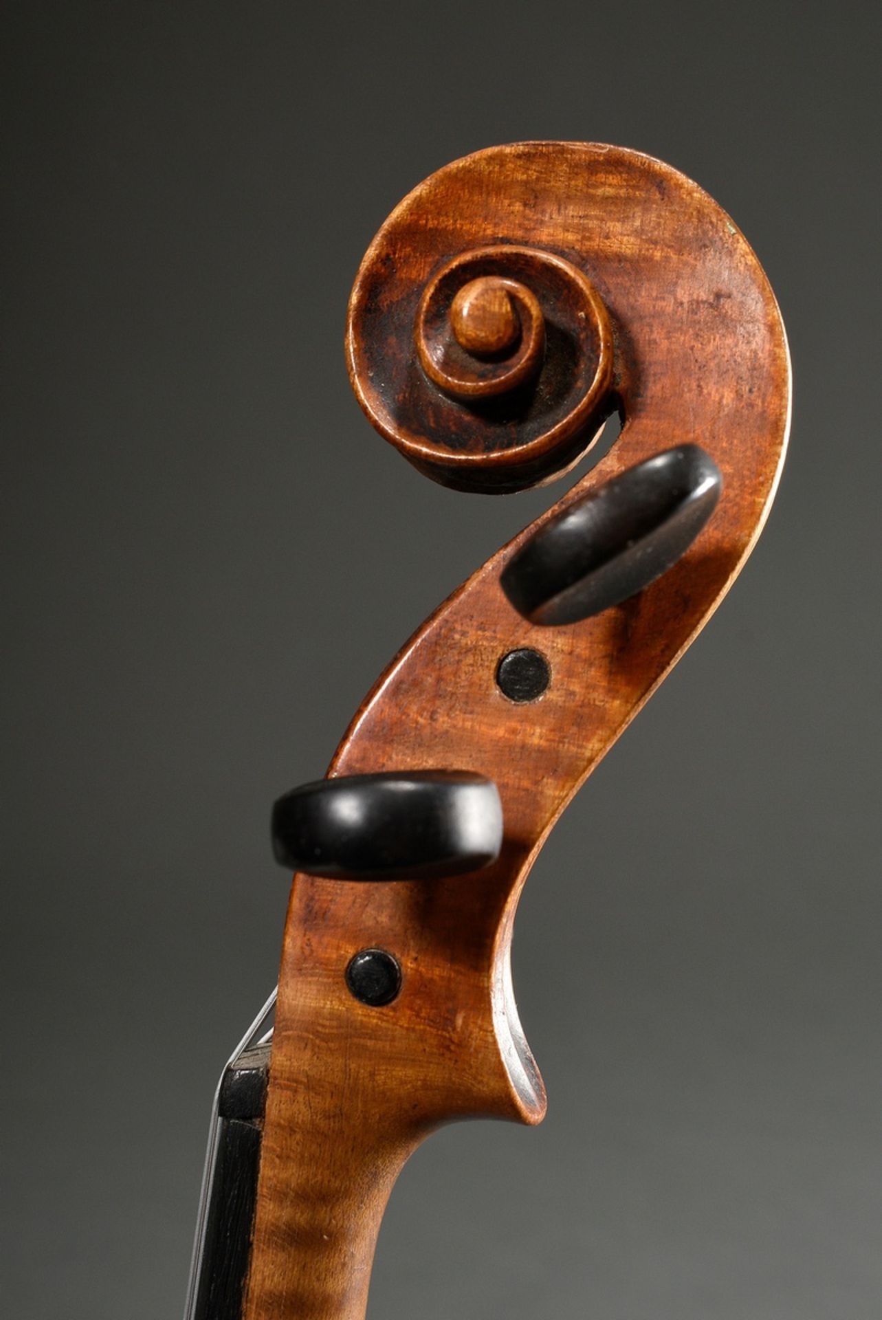 Deutsche Geige, wohl Sachsen um 1900, Zettel innen “Antonius Stradivarius Cremonensis, Faciebat Ann - Bild 6 aus 8