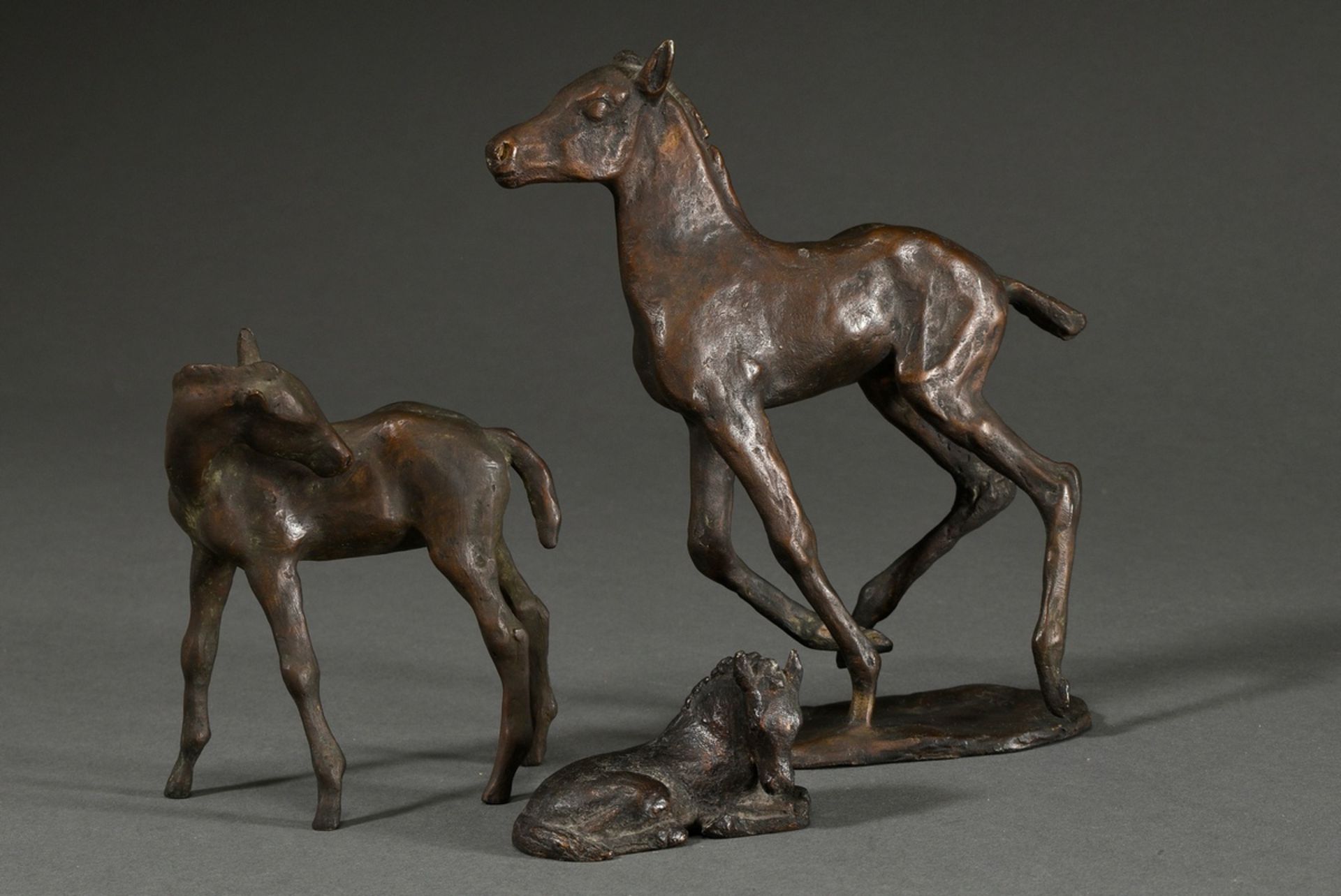 3 Strahlendorff-Eilers, Friderun von (1916-2011) "Foals", patinated bronze, each sign., h. 4.5-18.4 - Image 3 of 9