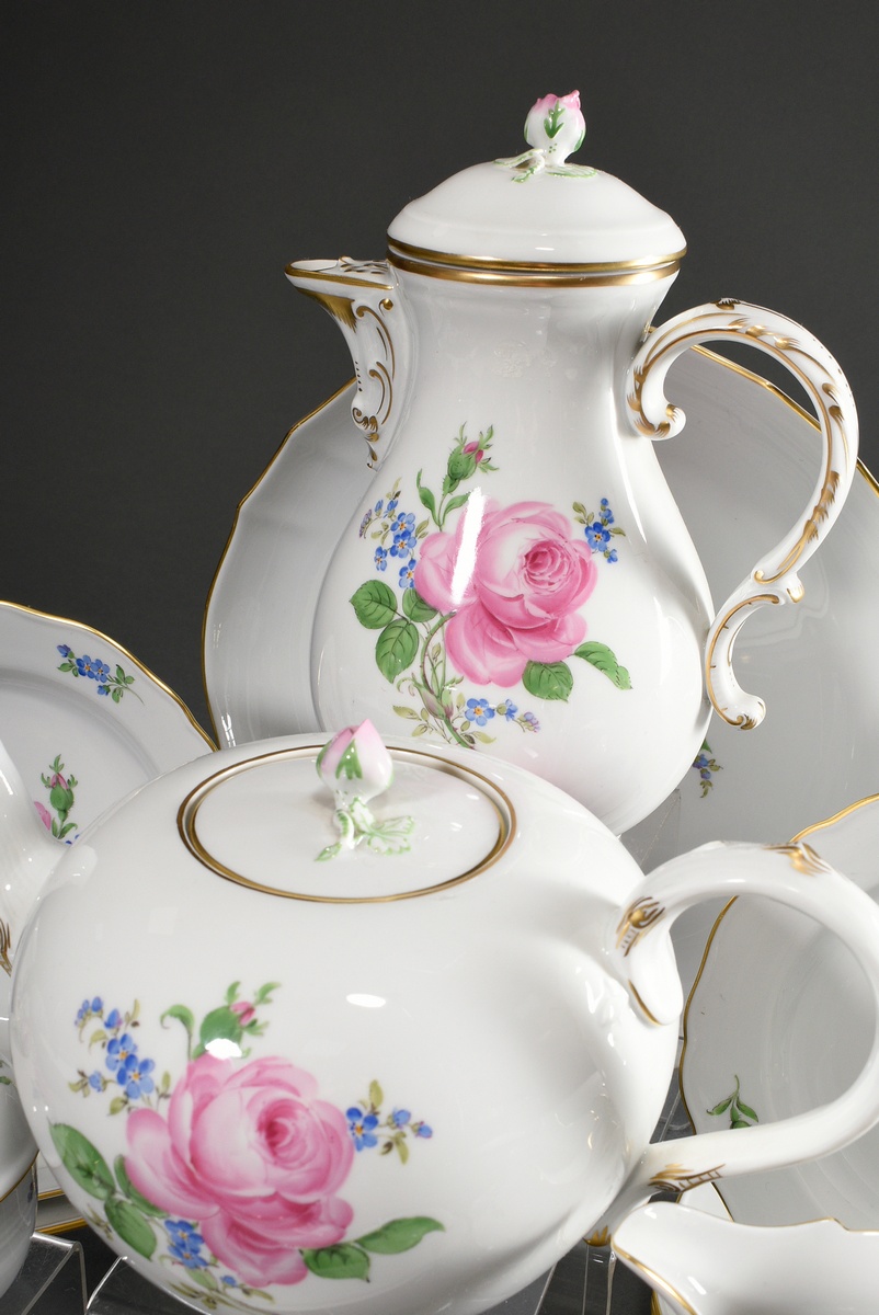 23 Pieces Meissen mocha service "Rosa Rose mit Vergissmeinnicht" gold painted, form Neuer Ausschnit - Image 5 of 10