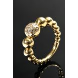 Gradient yellow gold 750 ball ring with central brilliant-cut diamond pavé (approx. 0.30ct/TW/W/VS-