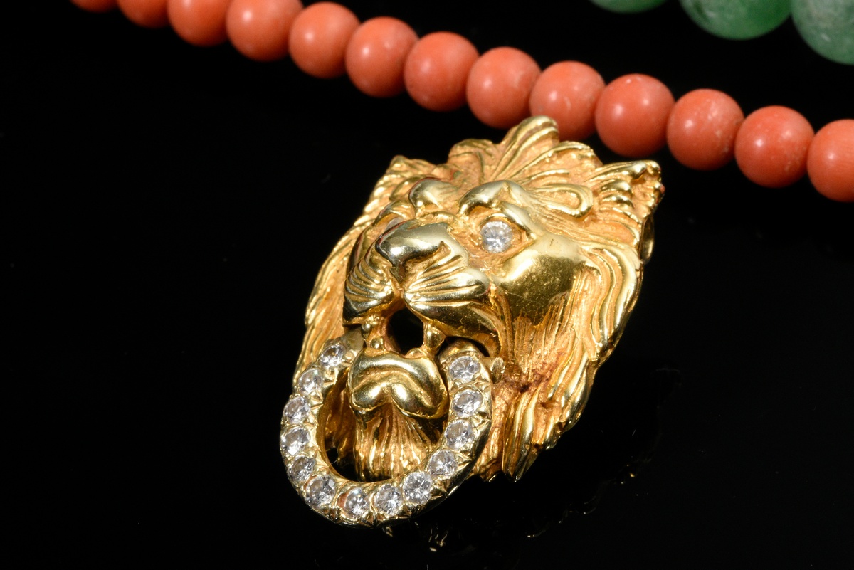 Decorative interchangeable jewellery made of impressive yellow and white gold 750 lion's head bayon - Image 4 of 4