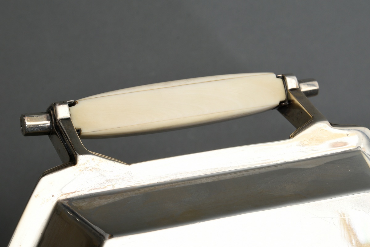 Elongated octagonal Art Deco tray with ivory handles, MM: Viners Ltd., Sheffield 1935, silver 925, - Image 5 of 6