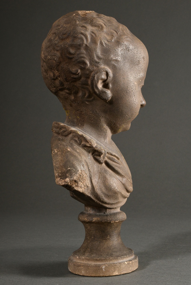 Sandstone bust on round base "King Henry IV of France as a boy" after Germain Pilon (c. 1525-1590), - Image 3 of 7