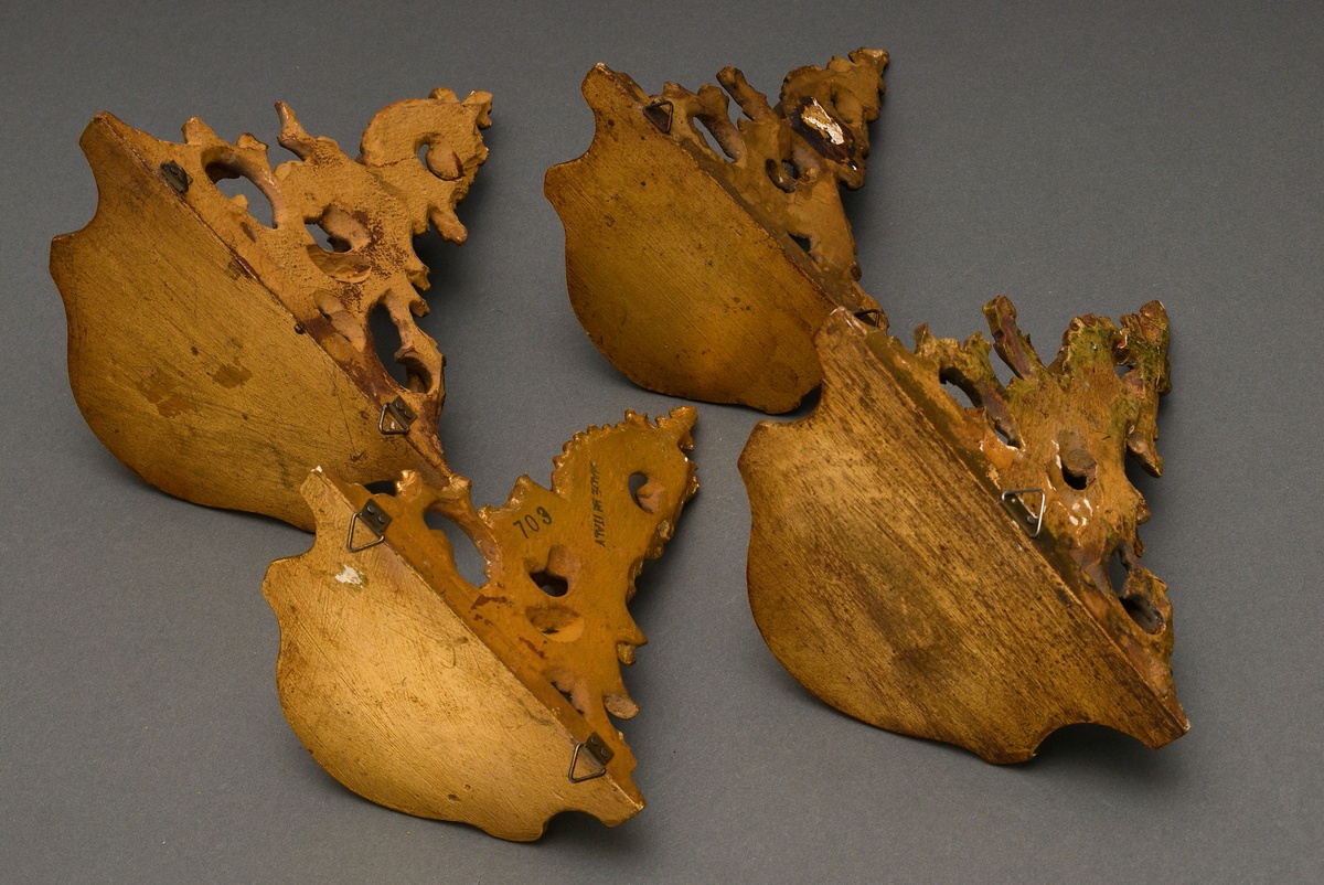 4 Various gilded wall brackets in Baroque style, Florence around 1900/1920, carved wood, h. 13.7-15 - Image 4 of 7