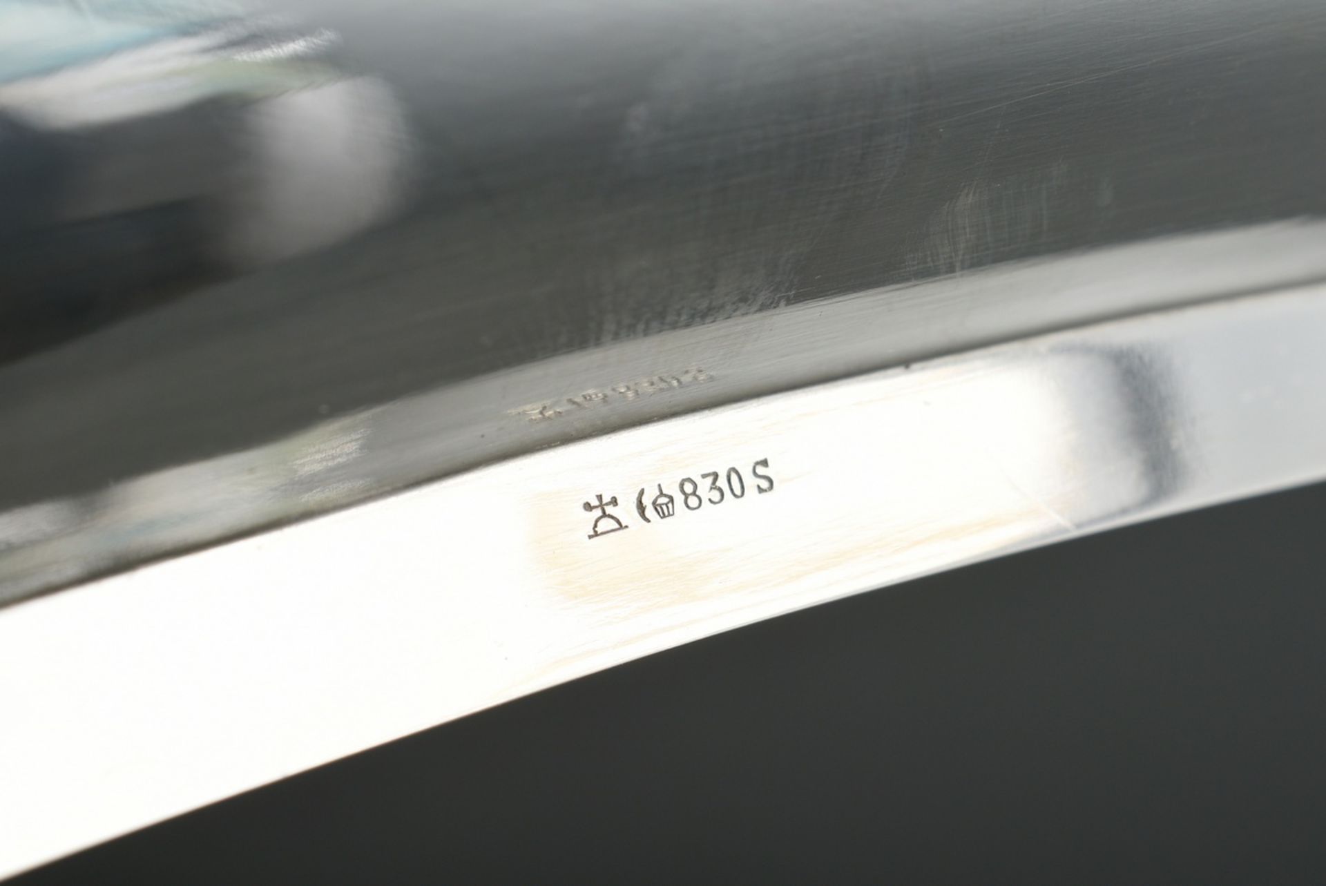 Schlichte Midcentury Schale in Vierpassform, Silber 830, 406g, 29x20cm, min. berieben - Bild 3 aus 4