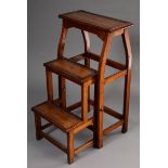 High mahogany library step with punched leather inlays, foldable, England end of 19th century, 82x4