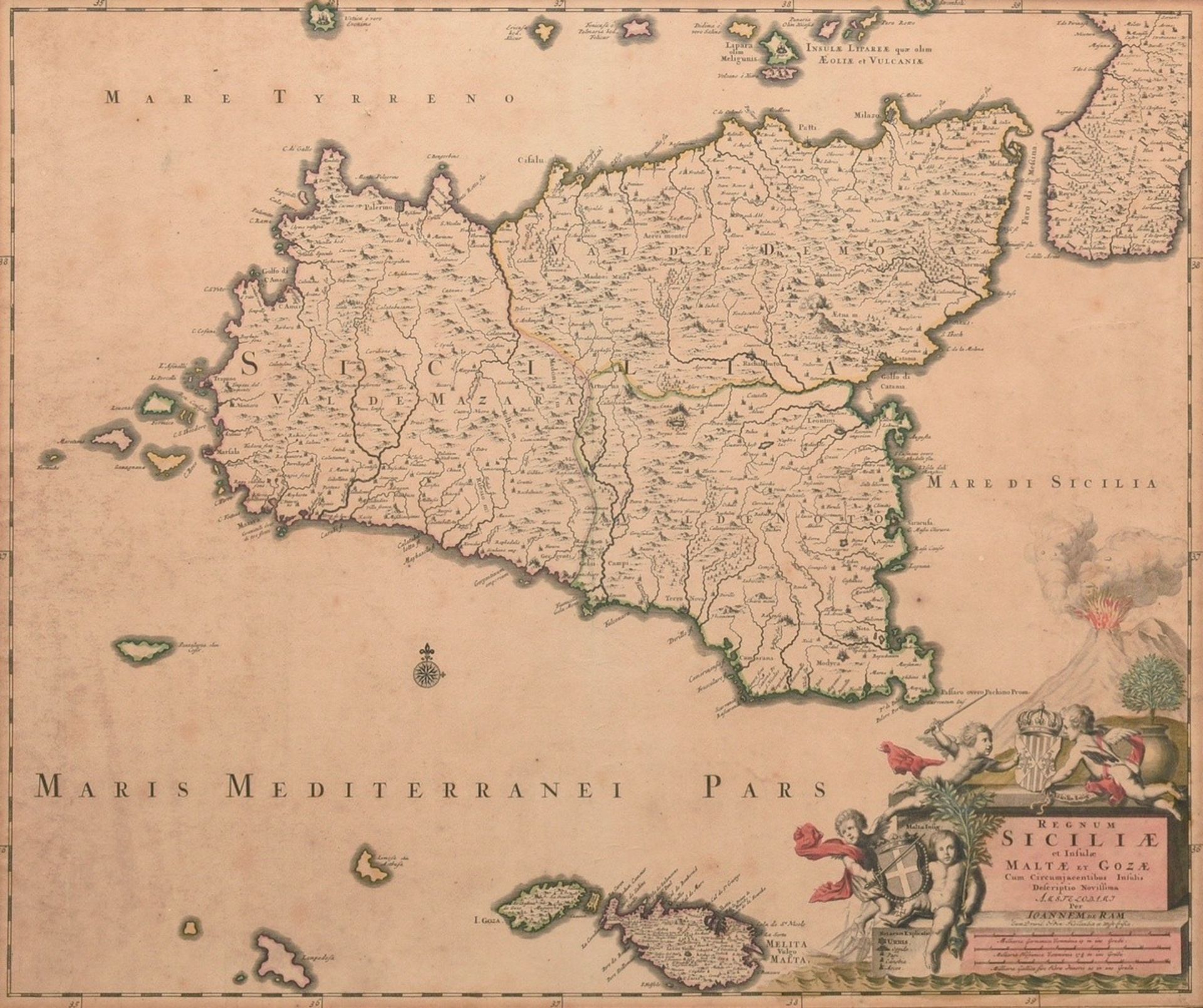 Ram, Johannes de (1648-1693) „Regnum Siciliae et Insulae Maltae et Gozae..." (Sizilien mit Malta un