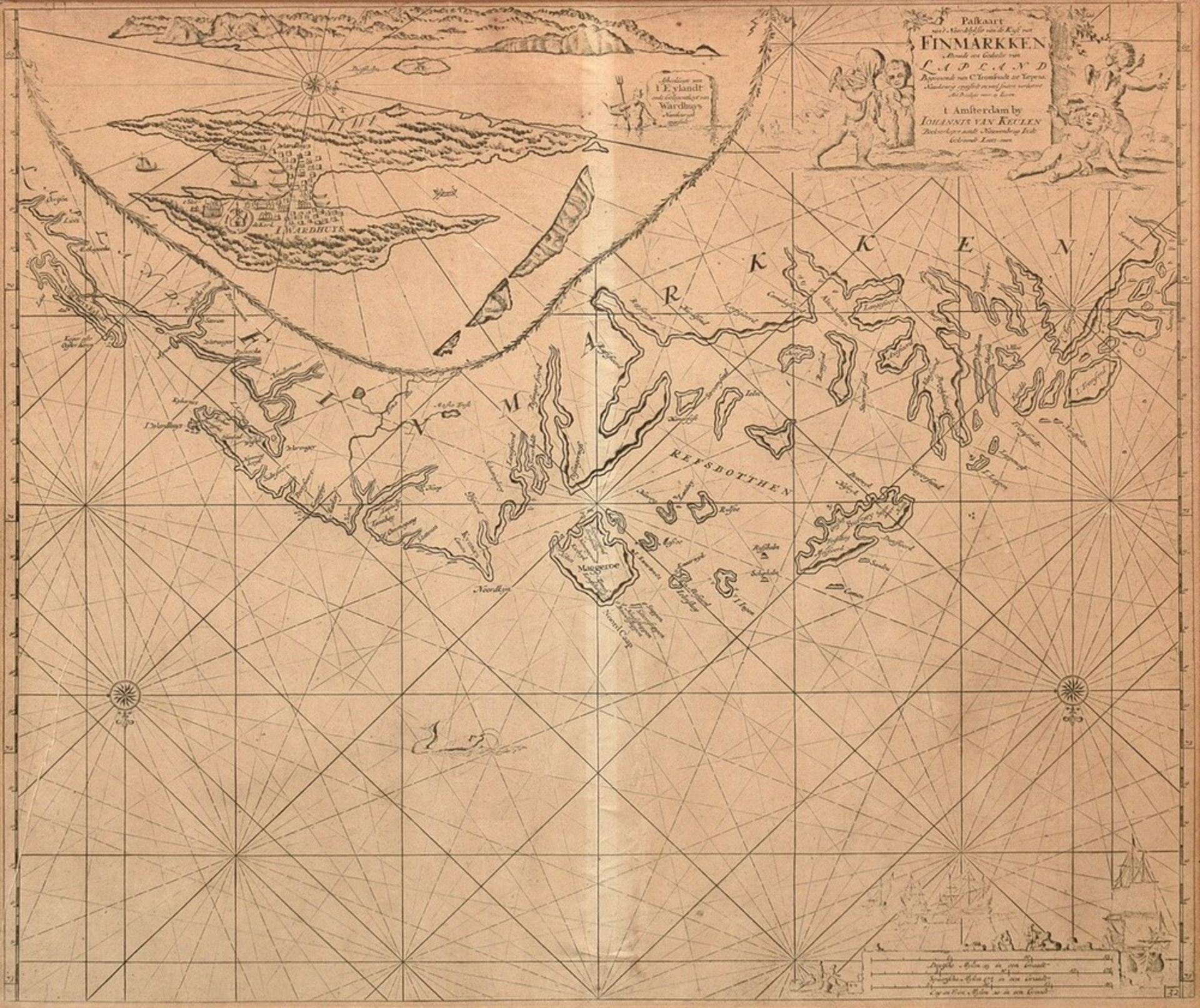 Keulen, Johannes van (1654-1715) „Paskaart vant Noordelykste van de kust van Finmarken … Lapland“, 