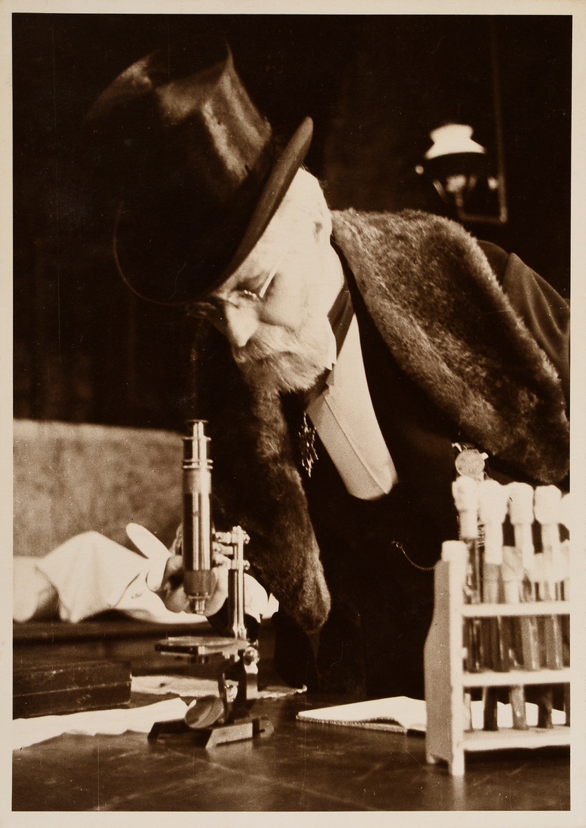 Schorer, Joseph (1894-1946) 'In the service of science', photograph, mounted on cardboard, inscr. b