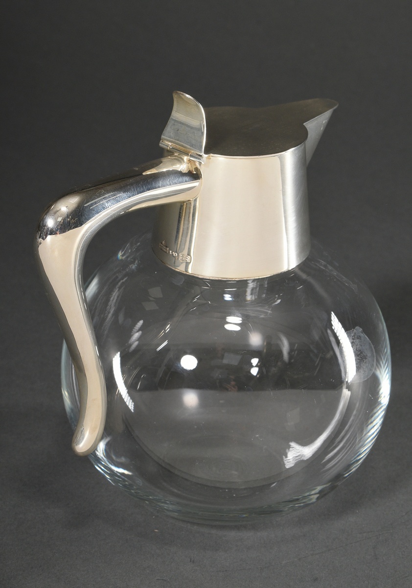 Danish glass tankard in simple spherical form with silver 925 mount, MM: A. Michelsen, Copenhagen,  - Image 2 of 4