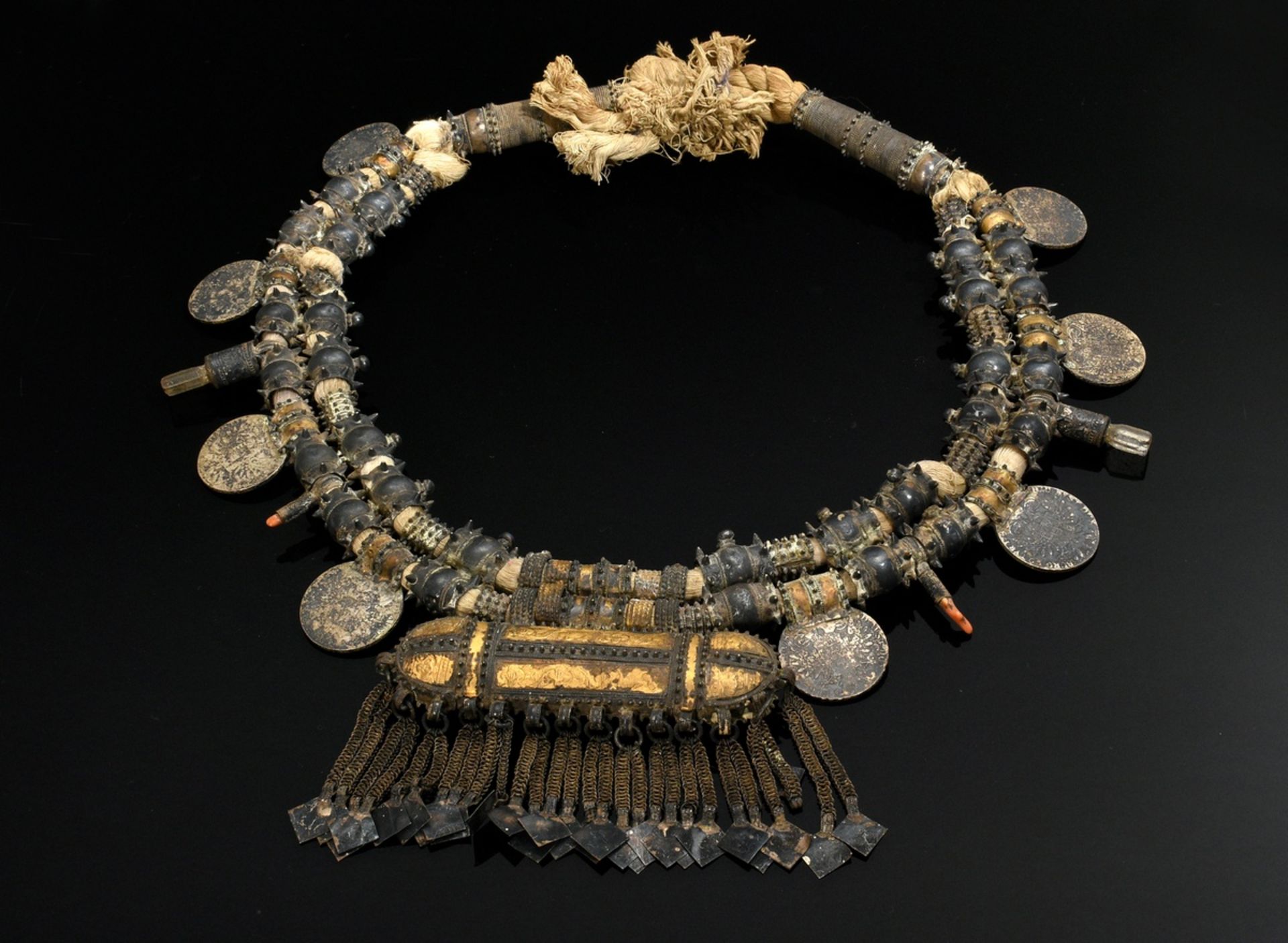 2 Various necklaces "Hirz" or "Sumpt", Oman Wahiba sand Bedouins, large spiked beads with Maria The - Image 14 of 14