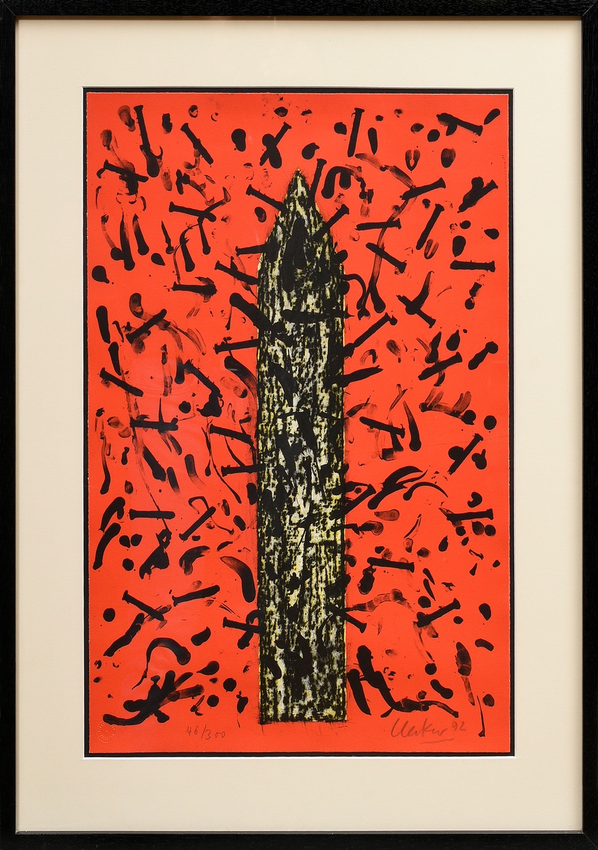 Uecker, Günther (*1930) "The Tower of St. Michaelis" 1992, colour silkscreen, 46/300, sign./dat./nu - Image 2 of 3