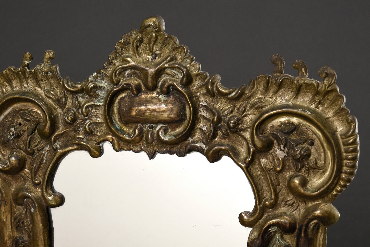 Pair of rococo mirror blazers in embossed tinplate frames with rocailles and C-sweeps, mid 18th cen - Image 3 of 5