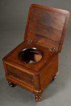 English library toilet, mahogany with gold-punched green leather on the top, around 1900/1920, 42x4