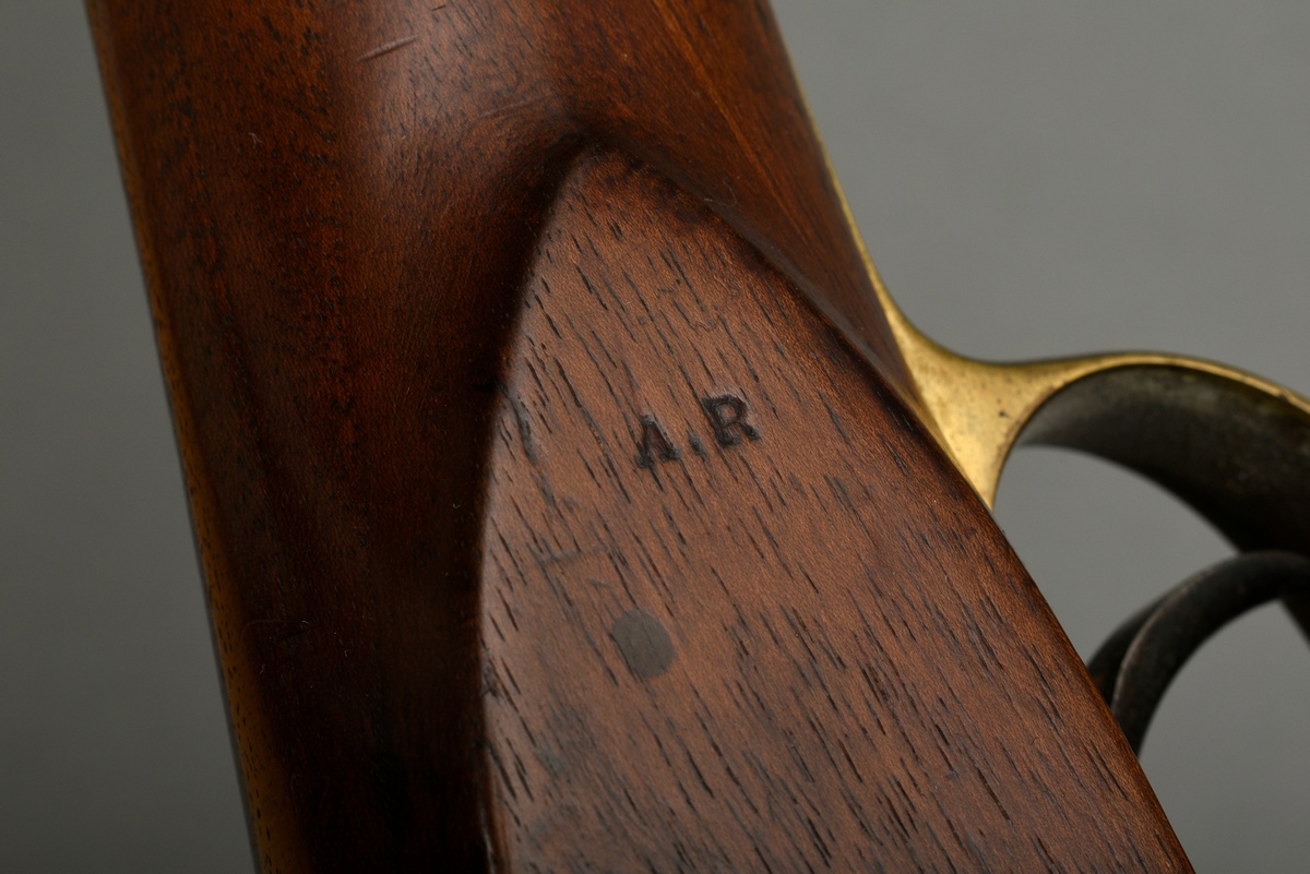 Percussion rifle, marked "Dresse. Ancion Laloux & Cie A Liege", walnut full stock, brass and iron,  - Image 12 of 14