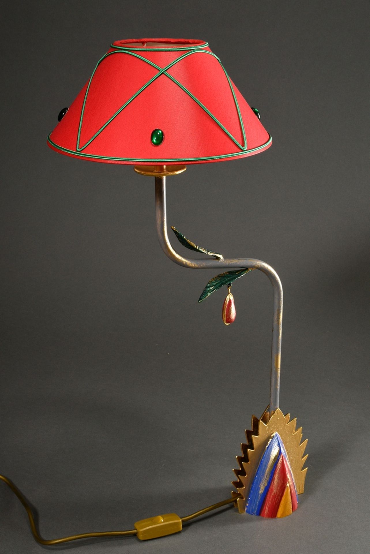 Casenove, Pierre (*1943) "Jaume" Tischlampe, Metallguss farbig bemalt, elektrifiziert, H. 62cm, 1 L