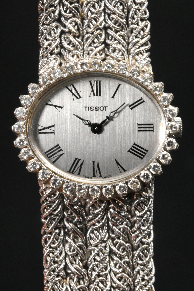 White gold 750 Tissot wristwatch with brilliant-cut diamond wreath (approx. 0.95ct/VSI/W), silver-c - Image 5 of 5