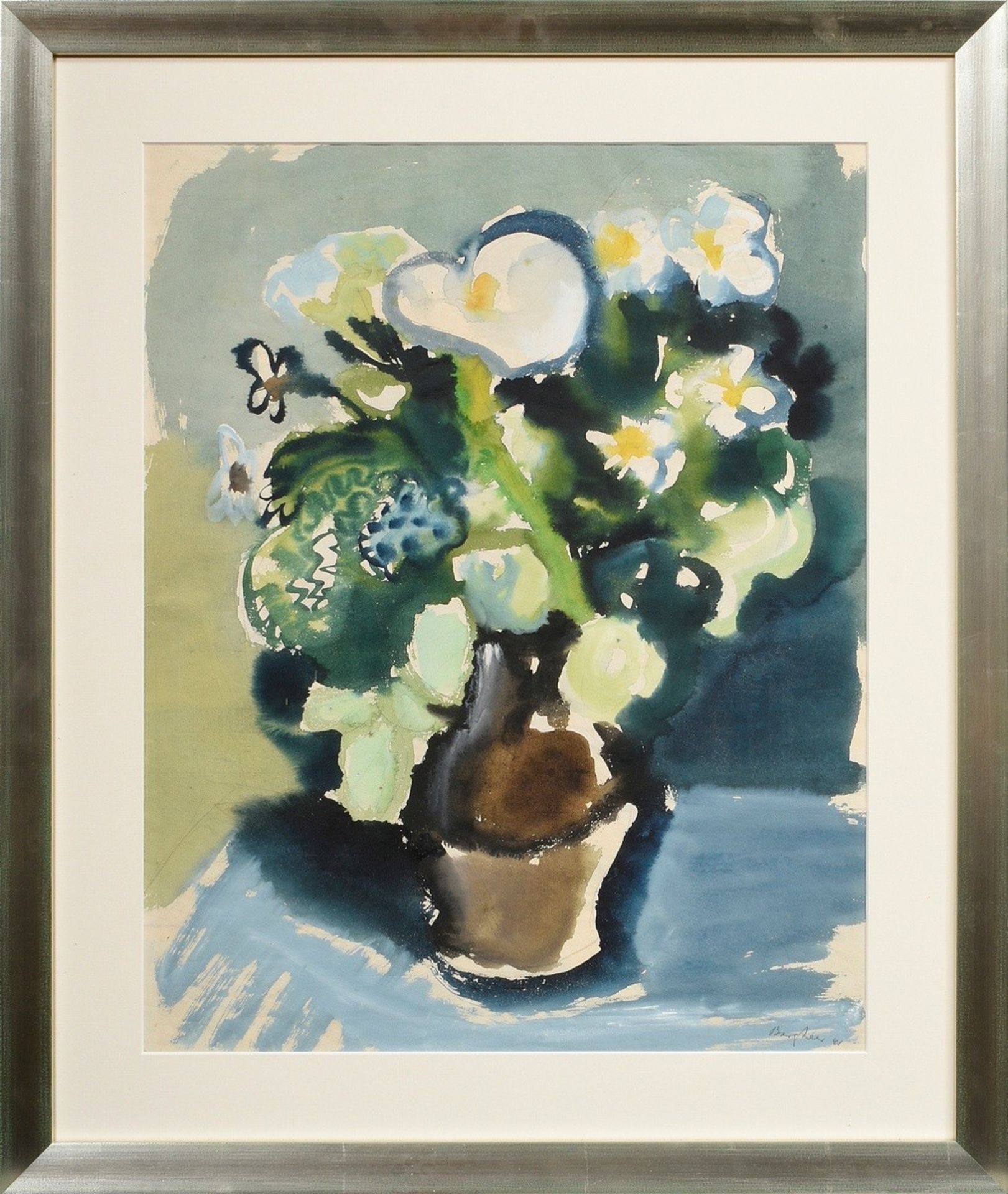 Bargheer, Eduard (1901-1979) "Blumenstillleben in Vase" 1941, Aquarell/Bleistift, u.r. sign./dat.,  - Bild 2 aus 3