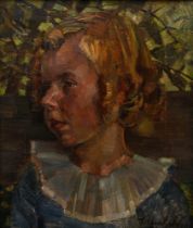 Grimm, Arthur (1883-1948) "Portrait of a girl" 1920, oil/canvas, sign./dat. lower right, 35.7x30.5c