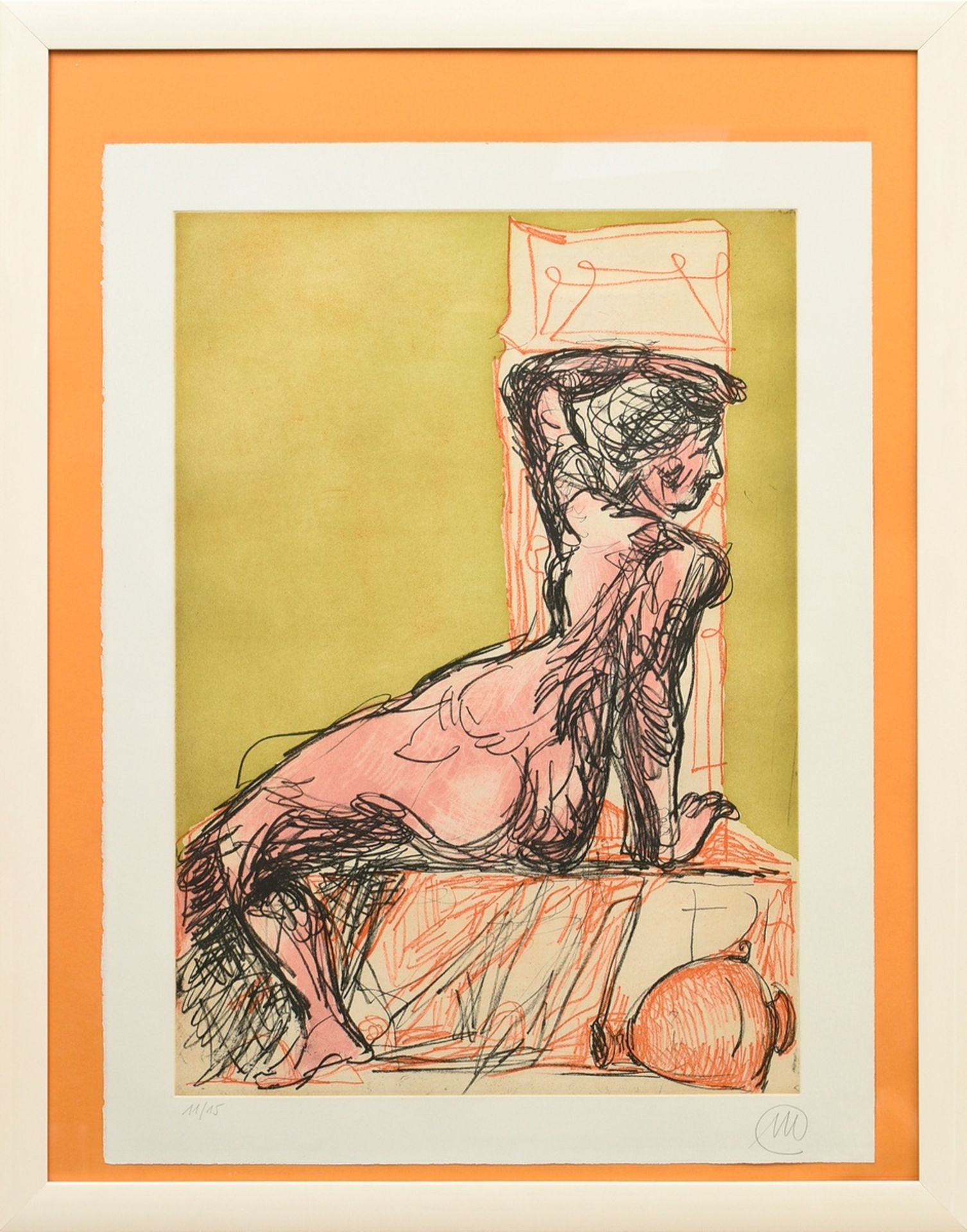 Lüpertz, Markus (*1941) ‘Akt’, colour etching, 11/15, b. sign./num., PM 69,5x49,5cm, SM 80,2x61cm,  - Image 2 of 3