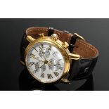 Maurice Lacroix chronograph wristwatch, gold-plated stainless steel, enamelled dial with Roman nume