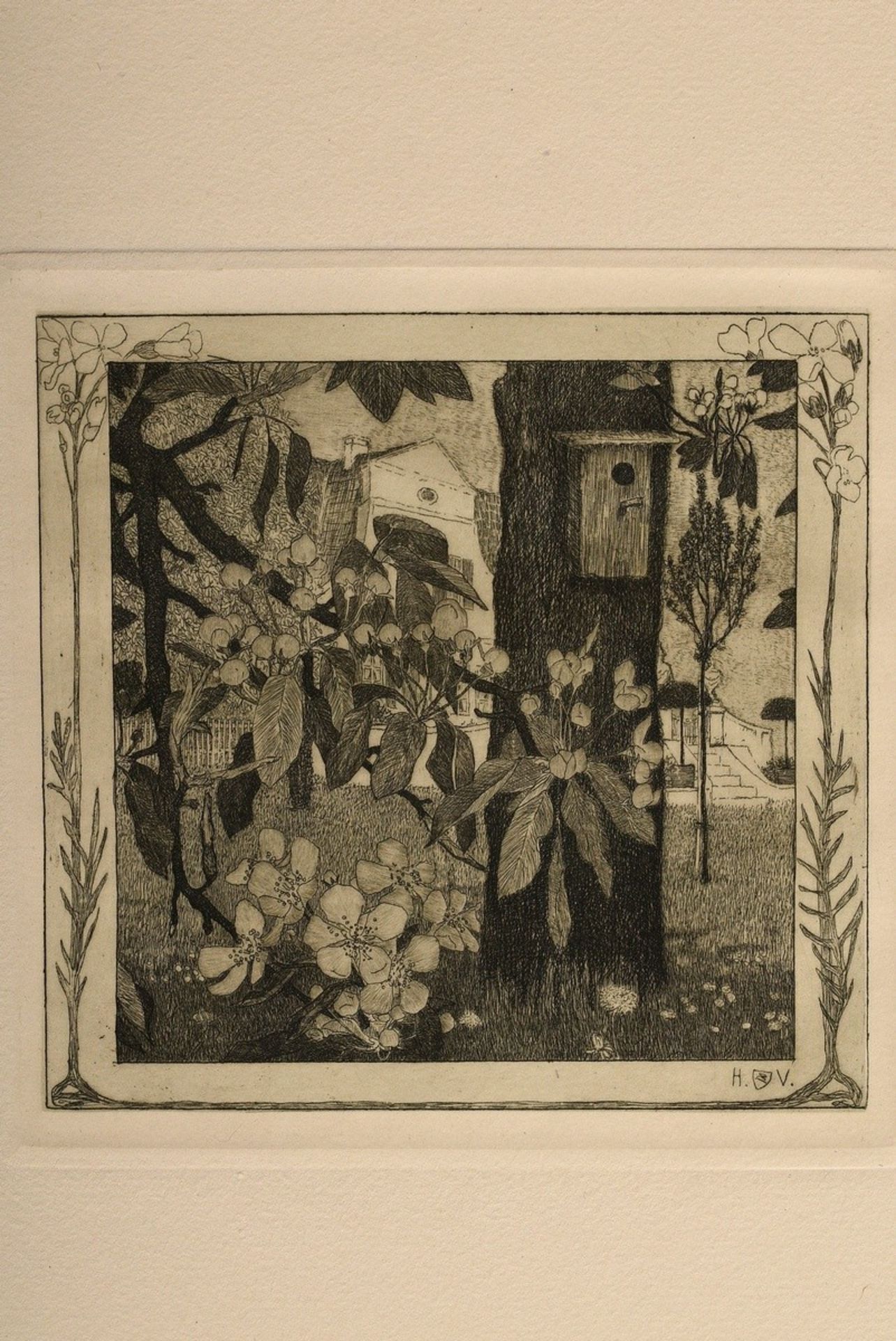 Vogeler, Heinrich (1872-1942) "An den Frühling" 1899/1901, Mappe mit 10 Radierungen und Vorblatt, P - Bild 23 aus 25