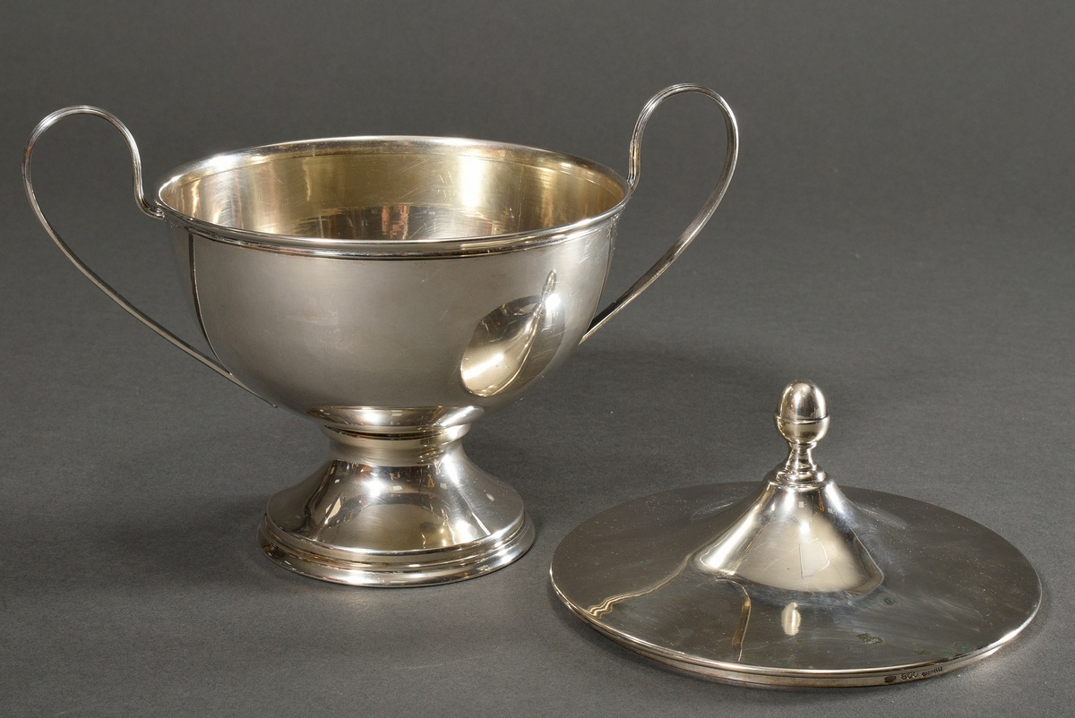 Round lidded tureen in a simple design with handles on both sides, silver 800, 573g, h. 20.2cm, rub - Image 3 of 6