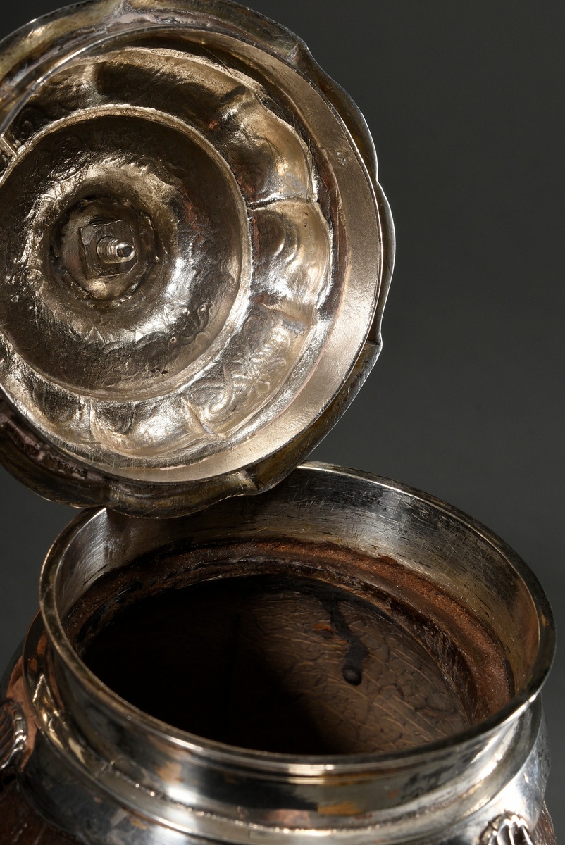 Splendid coconut goblet with engraved borders on a multi-pass stand and lid, the nut held by a smoo - Image 8 of 12