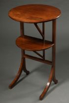 Small mahogany side table with folding tops, around 1900, h. 76cm, Ø 55.5cm, water stain