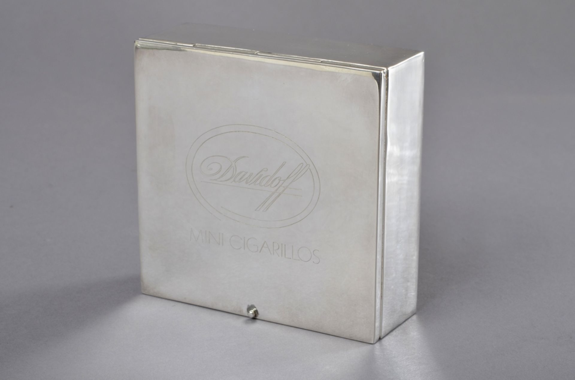 Eckige Zigarillo Box mit graviertem Deckel "Davidoff Mini Cigarillos", Handarbeit, Silber 999, 411g - Bild 3 aus 9