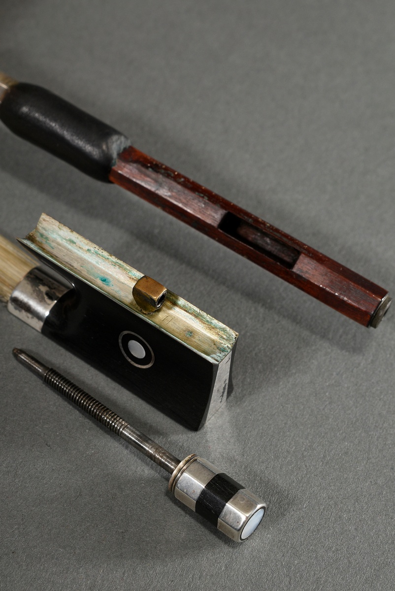 Master violin bow, Saxony 20th century, brand stamped "C. Hans Karl Schmidt Dresden", octagonal to  - Image 13 of 14