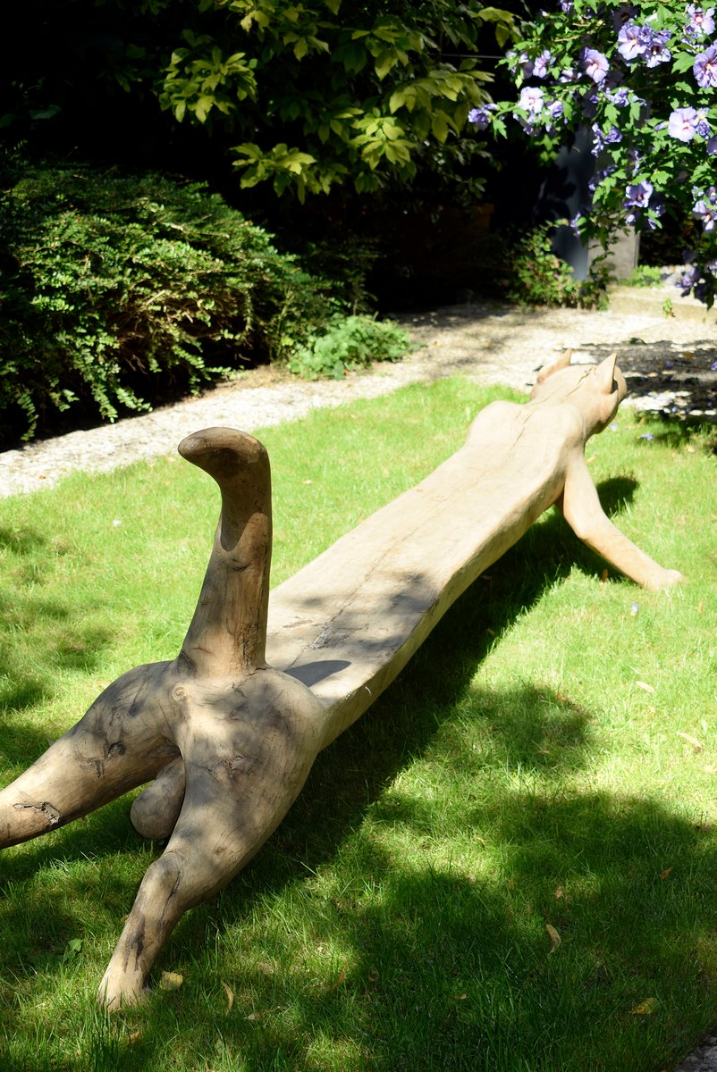 Indonesian chief's bench "Dog", carved from a trunk, Indonesia beginning of the 20th century, 350x4 - Image 11 of 16