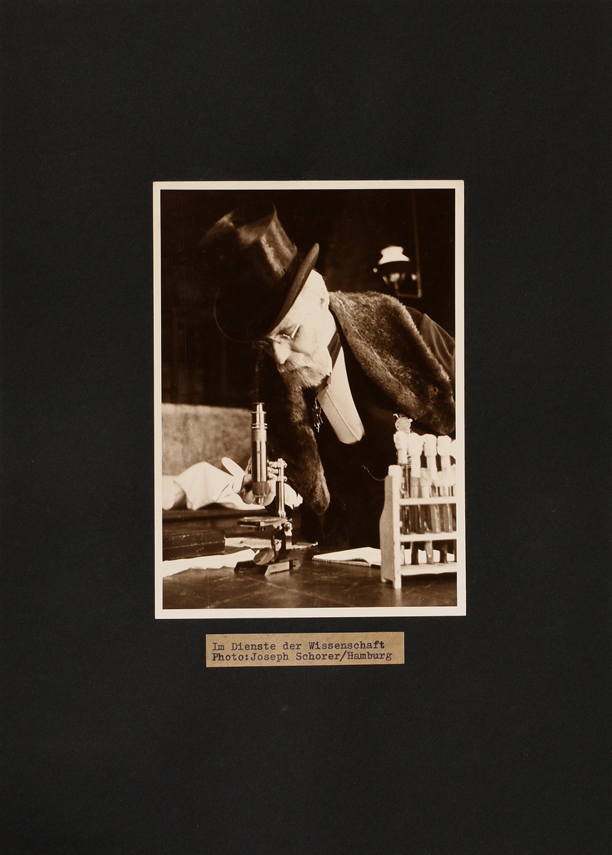 Schorer, Joseph (1894-1946) 'In the service of science', photograph, mounted on cardboard, inscr. b - Image 2 of 5