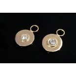 Pair of yellow gold 750 disc pendants for earrings with diamonds (approx. 0.66ct/SI-P1/TCR), 4.8g, 