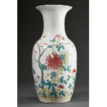 Large baluster vase with Famille Rose painting "Chrysanthemums and Branches", base with Hongxian ma
