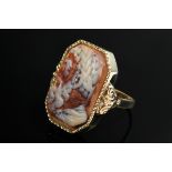 Yellow gold 585 ring with octagonal horn cameo "Bearded Man", late 19th century, 10g, size 61, ring